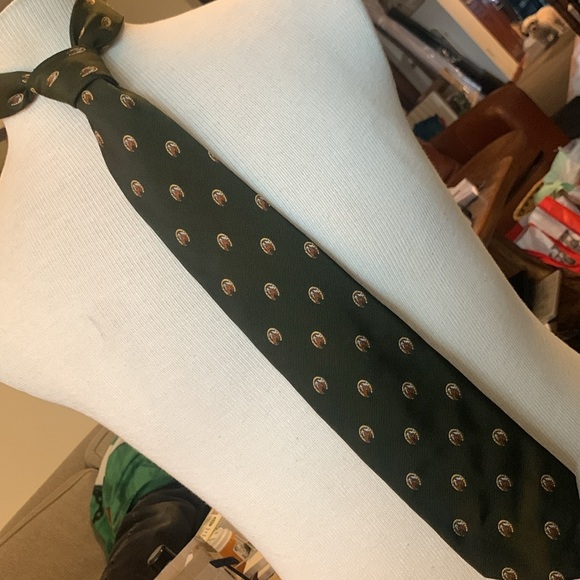 BROOKS BROTHERS EMBROIDERED HORSES HORSESHOE VINTAGE 70’s SILK BLEND NECKTIE - Picture 5 of 9